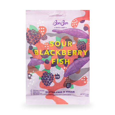 BonBon Sour Blackberry - Swedish Candy Fish (5.2oz)
