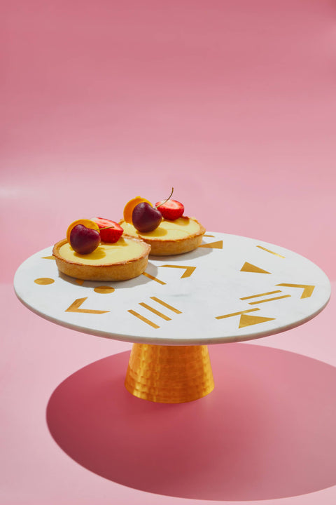 Olympia Marble & Gold Cake Stand, 12"