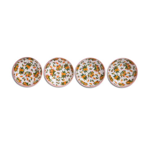 Set of 4 Melamine Dinner Bowls - Pink Lemons