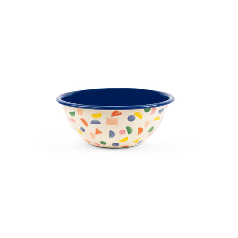 Poketo x CCH Crow Canyon Chips Enamelware Small Serving Bowl, Blue Rim
