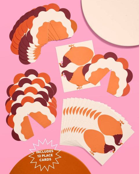 Turkey Time Place Cards - set of 12, thanksgiving decor
