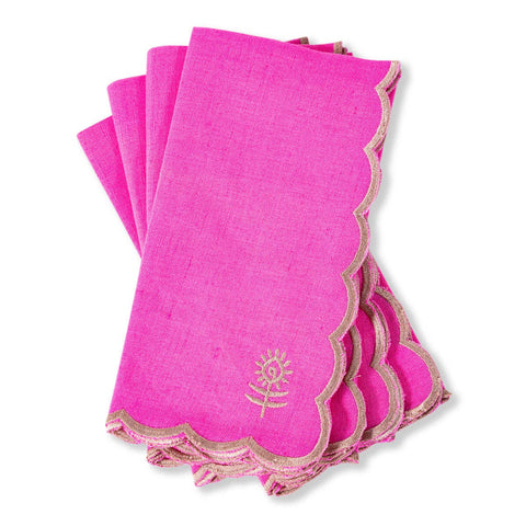 Furbish Icon Linen Napkins S/4 - Hot Pink + Khaki