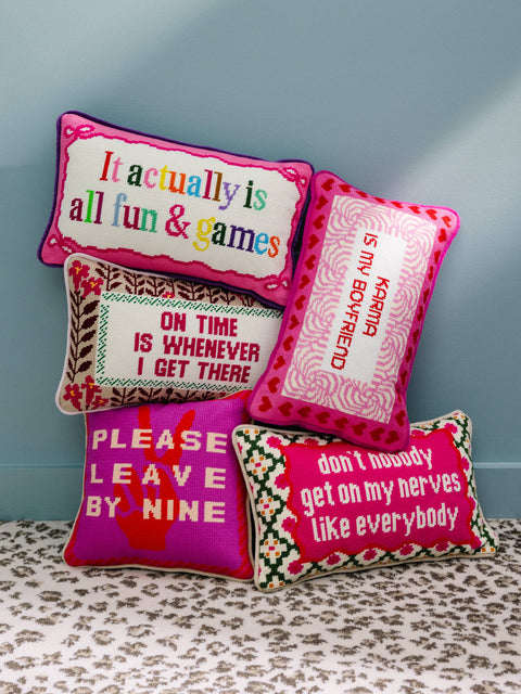 Furbish Leave by Nine Needlepoint Pillow