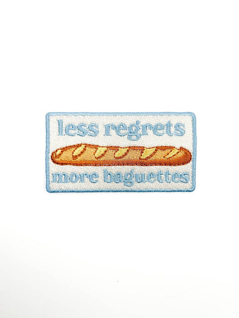 Less Regrets More Baguettes Embroidered Iron-On Patch Baking