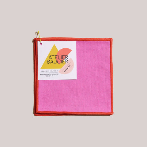 Atelier Saucier Jubilee Pink Cocktail Napkins | Set of 4