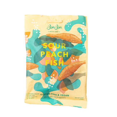 BonBon Sour Peach - Swedish Candy Fish 5.2oz (150g)