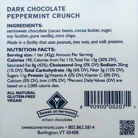 Moonlight In Vermont Chocolate Bars - Dark Peppermint Crunch