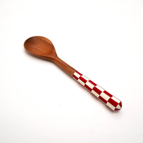 Checkered Salad Server (Red & White) Set of 2