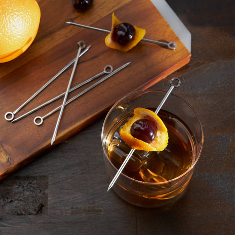 Viski Harrison Reusable Stainless Steel Cocktail Picks - Set of 6
