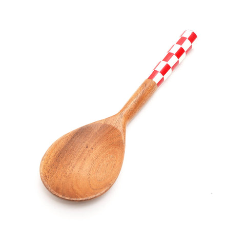 Checkered Salad Server (Red & White) Set of 2