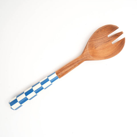 Checkered Salad Server (Blue & White) Set of 2