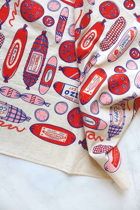 Calhoun & Co. Meat Shop Screen Printed Tea Towel