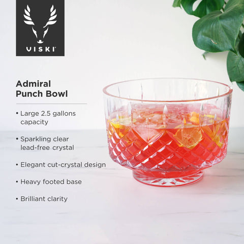 Viski Crystal Punch Bowl and Tumblers Set of 9