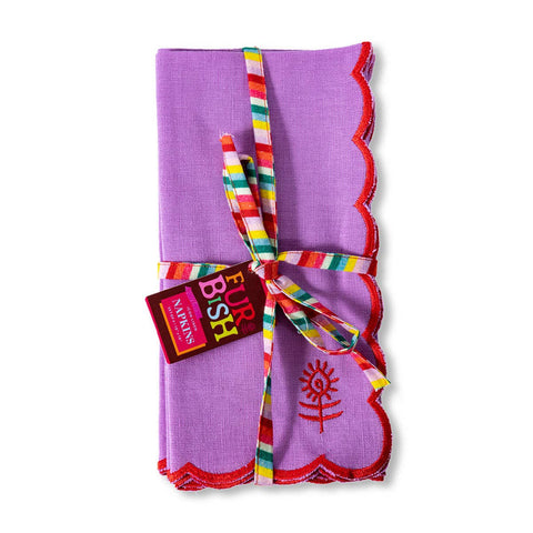 Furbish Icon Linen Napkins S/4 - Lilac + Cherry