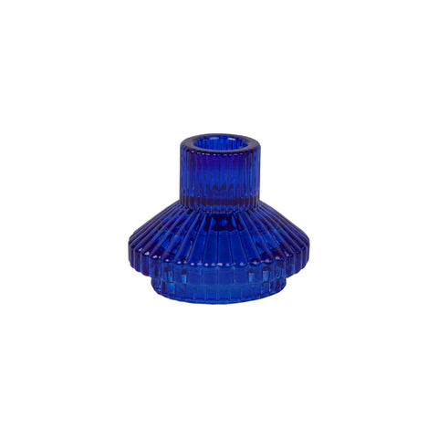 Small Ribbed Glass Candle Holder