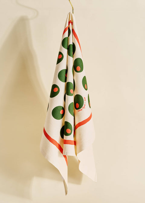 Dirty Martini Olive Cotton Tea Towel