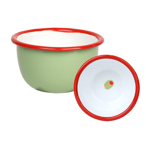 Olive Enamel Bowl