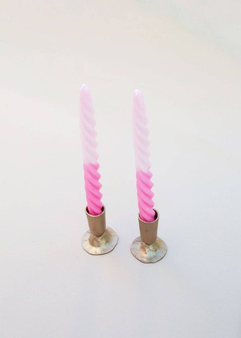 Twisted Taper Candles Set of 2 - Pink Ombre