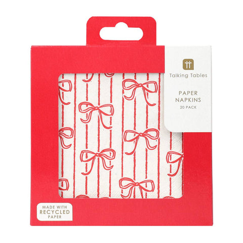 Bow Christmas Paper Napkins | 20 Pack