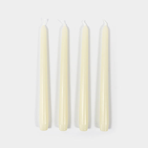 Taper Candles (4 Pack) - 10" Tall, 8 Hr Burn, Cream