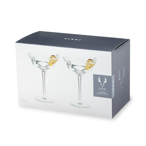 Viski Faceted Crystal Martini Glasses Set of 2