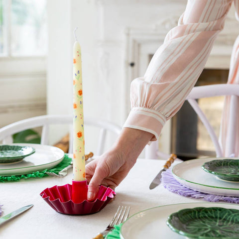 Floral Yellow & Pink Taper Candles | 2 Pack