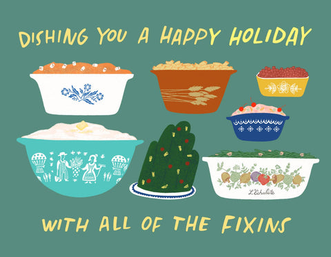 Holiday Vintage Dishes (Blank Card)