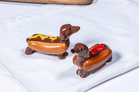 Dachshunds in Hot Dogs S&P Shakers