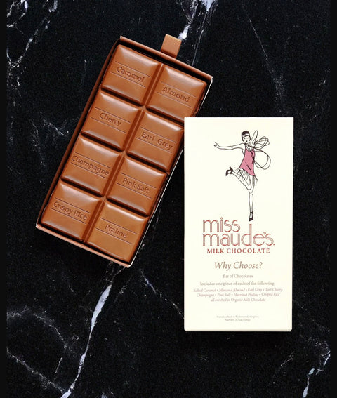 Miss Maude Why Choose? Milk Chocolate Bar (3.7oz)