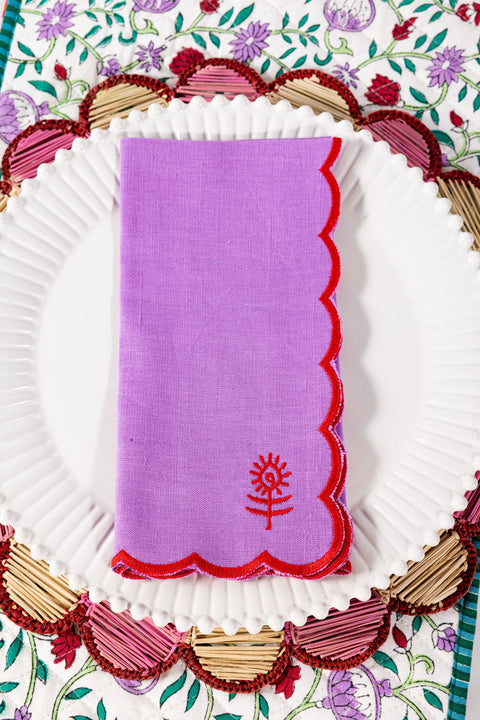 Furbish Icon Linen Napkins S/4 - Lilac + Cherry