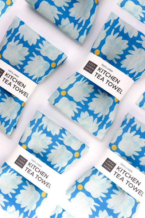 Desert Bloom Tea Towel, blue