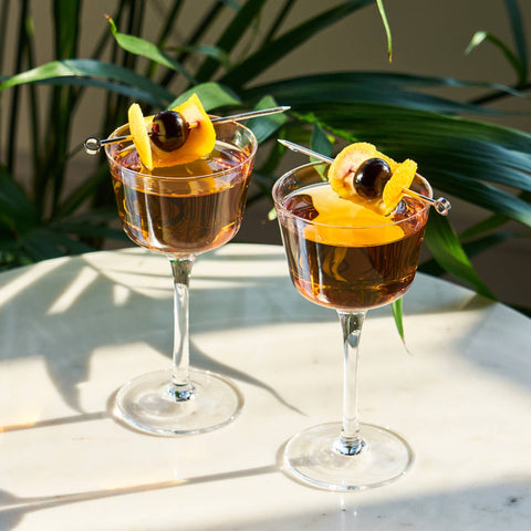 Viski Angled Crystal Nick and Nora Glasses Set of 2