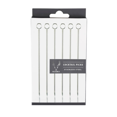 Viski Harrison Reusable Stainless Steel Cocktail Picks - Set of 6