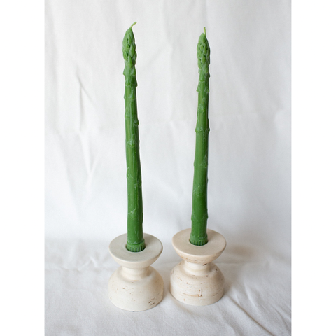 Happy Organics Asparagus Beeswax Candle Taper Pair