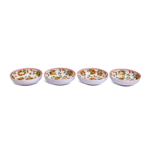 Set of 4 Melamine Dinner Bowls - Pink Lemons
