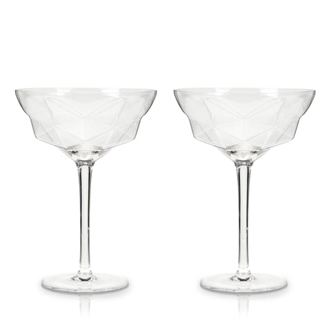 Viski Faceted Crystal Martini Glasses Set of 2