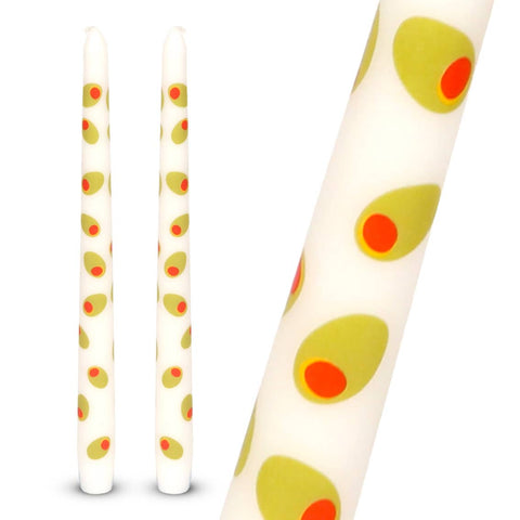 Olive Taper Dinner Candles  | 2 Pack