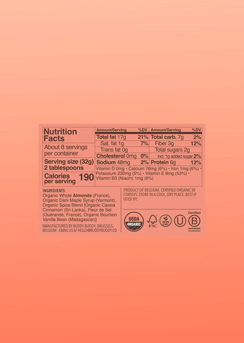 Buddy Buddy Organic Cinnamon Roll Almond Nut Butter