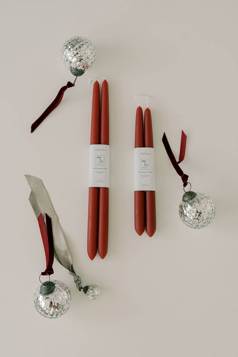 Mo&Co 14"- 100% Beeswax Dipped Candles | Burgundy
