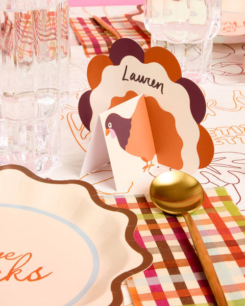 Turkey Time Place Cards - set of 12, thanksgiving decor
