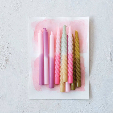 Twisted Taper Candles Set of 2 - Pink Ombre