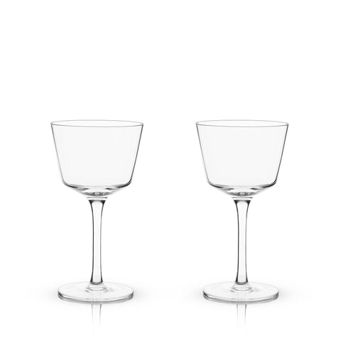 Viski Angled Crystal Nick and Nora Glasses Set of 2
