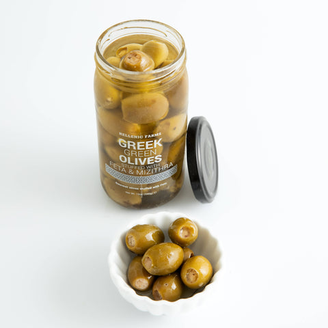 Hellenic Farms Greek Green Olives Stuffed w Feta & Mizithra