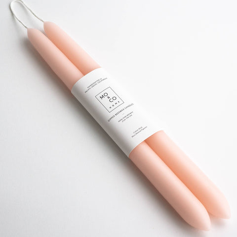 Mo&Co 14"- 100% Beeswax Dipped Candles | Pink Rose