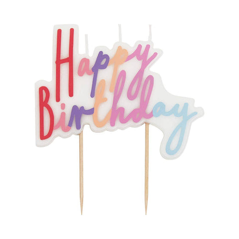 Pastel Happy Birthday Printed Cake Candles