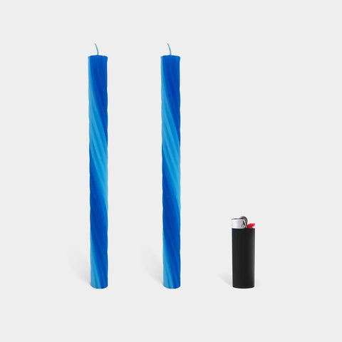 Rope Candles - Blue (2 Pack) - 11" Vibrant Taper Candles