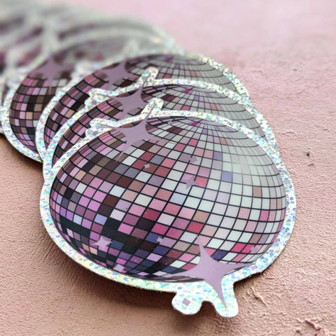 Disco Ball Glitter Vinyl Sticker - Pink Retro Sticker