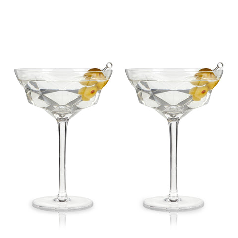 Viski Faceted Crystal Martini Glasses Set of 2
