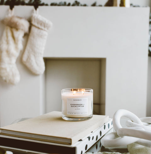Evergreen+Eucalyptus - 3 Wick Clear Glass Tumbler Soy Candle