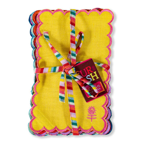 Icon Linen Cocktail Napkins S/6 - Rainbow